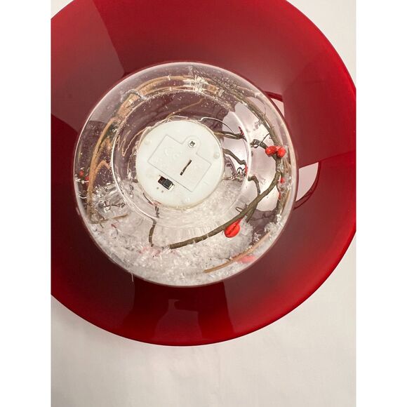 Unique Lighted Red berry twig snowy lighted globe ornament - Picture 5 of 6